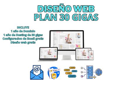 Diseño Web con hosting y dominio de 10 gigas
